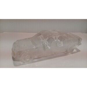 Hofbauer  1987 Mercedes Benz 7" Car 190E Lead Crystal Clear Frosted Paperweight